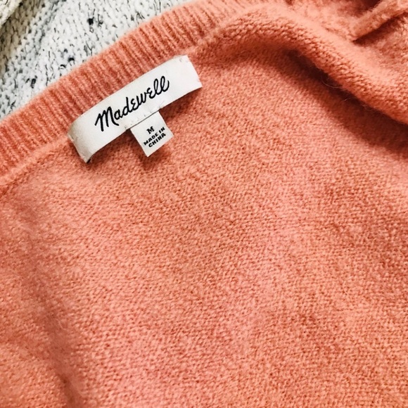 ⭐️🌟Madewell Front Wrap Pullover Sweater Womens Sz M Merino Wool Blend Pink - Picture 6 of 11